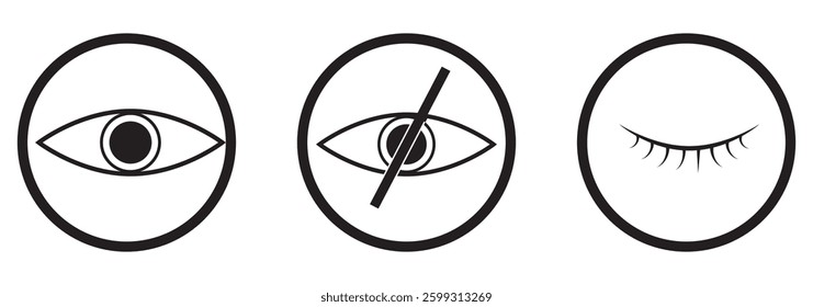Eye icon set. Flat Icon Solid style. style Vision icons set. Vector minimal trendy thin line Vector illustration eps 10 