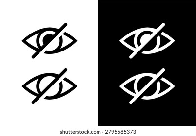 eye icon set, hidden, unsee, blocked flat vector icon collection