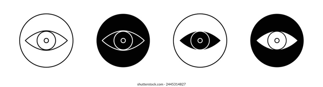 AugensymbolSet. Symbol für menschliche Vektorgrafik des Augapfels. Sehzeichen. Vektorgrafik- oder Sehsymbol. Optisches Piktogramm. Siehe Sehsymbol.