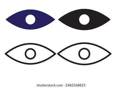 Eye icon set. Look and vision outline symbols. Open and close eye icons isolated on white background. Vector illustration.