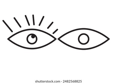 Eye icon set. Look and vision outline symbols. Open and close eye icons isolated on white background. Vector illustration.