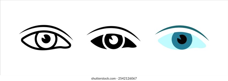 Ícone de olho definido. para conceito móvel e web design. ilustração vetorial em fundo branco