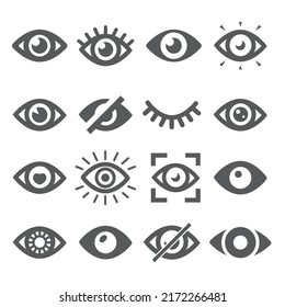 Eye icon set on white background