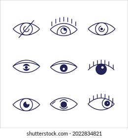 conjunto de iconos oculares. símbolo de paquete ocular elementos vectoriales para web infográfica