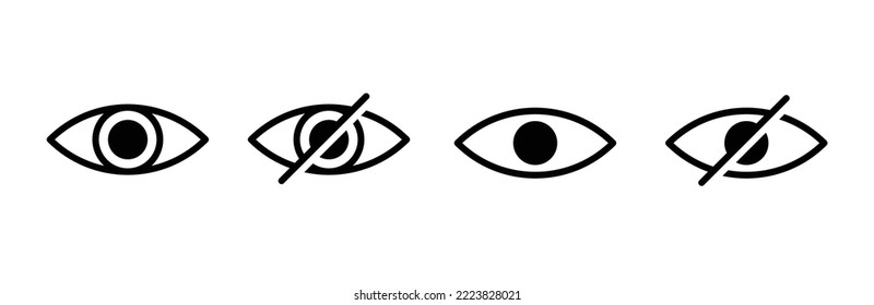 Eye icon set. See and unsee symbol. Look and Vision icons. Show password. Vector illustration	