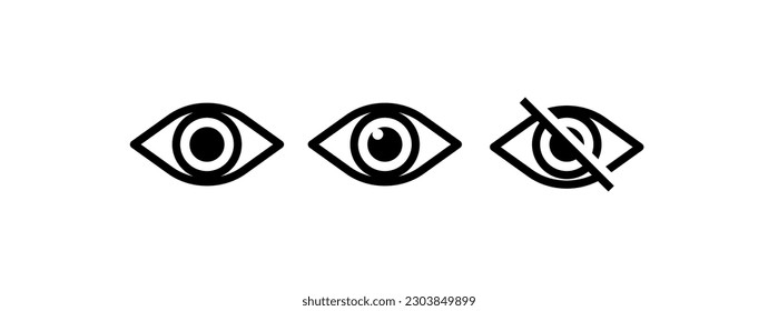Eye icon set, see and unsee symbol, show password. illustration 
