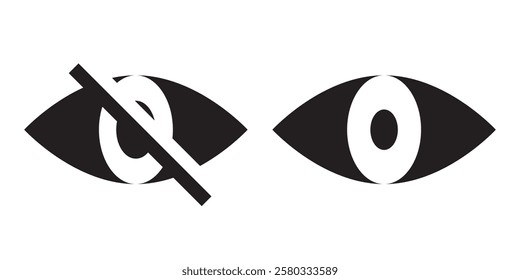 Eye icon set. See and unsee symbol. Show password. Vector illustration