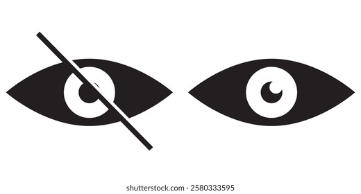 Eye icon set. See and unsee symbol. Show password. Vector illustration