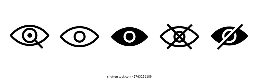 Eye icon set. See and unsee symbol. private crossed eye sign. open and closed eyes symbol. vector illustration