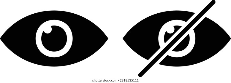 Eye Icon Set. Show Hide sign. View and unview icons collection. Vision Visibility Privacy Elements