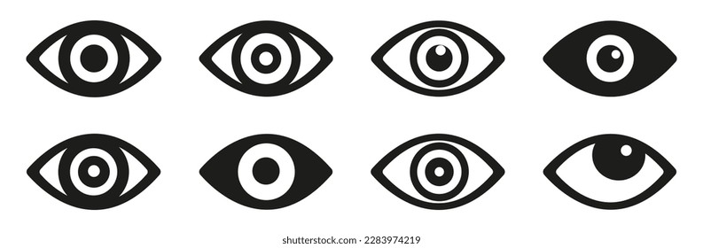 Eye icon set. Simple eyes collection. Symbol of eyesight 