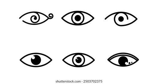 Eye icon set. Simple pictogram pack. Stroke drawing on a white background. Vector. editable