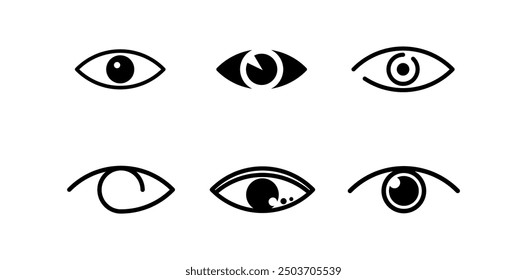 Eye icon set. Simple pictogram pack. Stroke drawing on a white background. Vector. editable