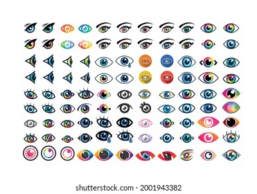 Eye icon set - eye symbol. flat eye sign vector. colorful eye icons
