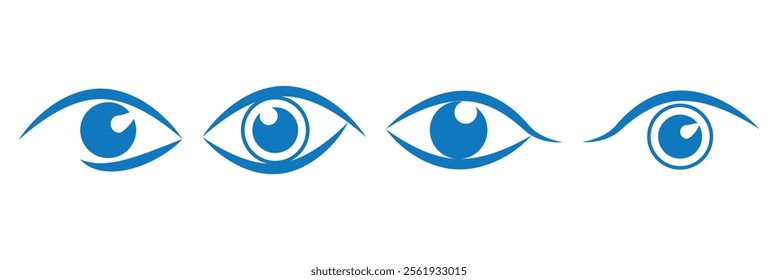 Eye icon set. Eye symbol. Open eyes images. Vector. Blue eye icon set. EPS 10.