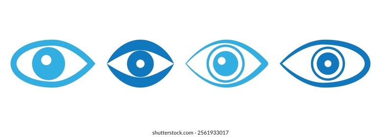 Eye icon set. Eye symbol. Open eyes images. Vector. Blue eye icon set. EPS 10.