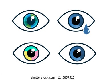 Eye icon set - eye symbols. flat eye sign vector
