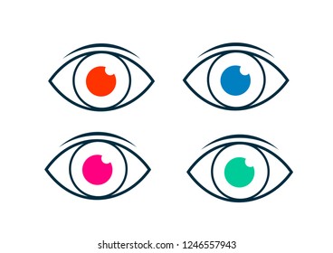 Eye icon set - eye symbols. flat eye sign vector
