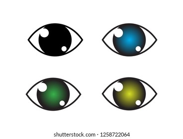 Eye icon set - eye symbols. flat eye sign vector
