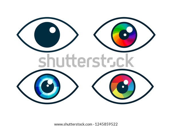 Eye Icon Set Eye Symbols Flat Stock Vector (royalty Free) 1245859522 