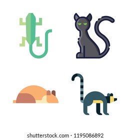 eye icon set. vector set about lizard, black cat, hamster and lemur icons set.
