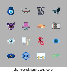 eye icon set. vector set about diagram id, lens, wolf and hamster icons set.