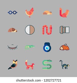 eye icon set. vector set about snake, lemur, fox and hedgehog icons set.