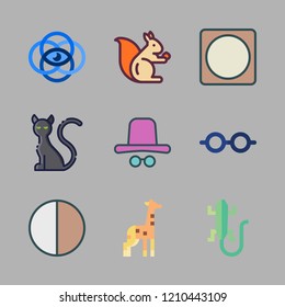 eye icon set. vector set about giraffe, lens, lizard and contrast icons set.