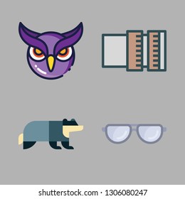 eye icon set. vector set about badger, lens, glasses and owl icons set.