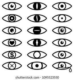 Eye icon set. Set of vector eyes. Vector.