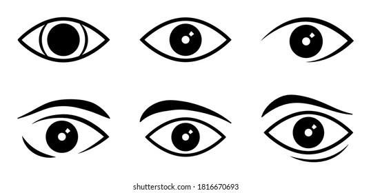 eye icon set - vector illustration .