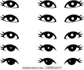 Eye icon set. Vector illustration isolated on white background. EPS 10