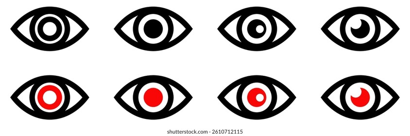   Eye Icon Set .  Vector Ilustration
