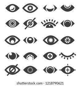 Eye icon set. Vector open and closed eyes icons, supervision or supervise, sleep and view simple eyeball signs isolated on white background