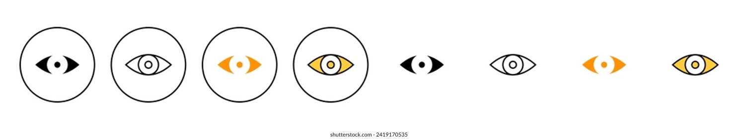 Eye icon set vector. Eye sign and symbol. Look and Vision icon. 