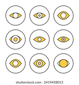 Eye icon set vector. Eye sign and symbol. Look and Vision icon. 