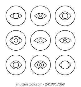 Eye icon set vector. Eye sign and symbol. Look and Vision icon. 