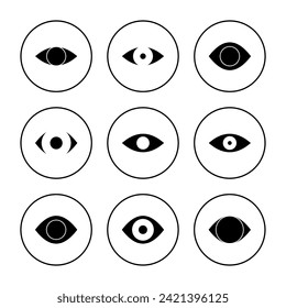 Eye icon set vector. Eye sign and symbol. Look and Vision icon. 