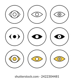 Augensymbol gesetzt Vektorgrafik. Augenzeichen und Augensymbol. Look and Vision Icon. 