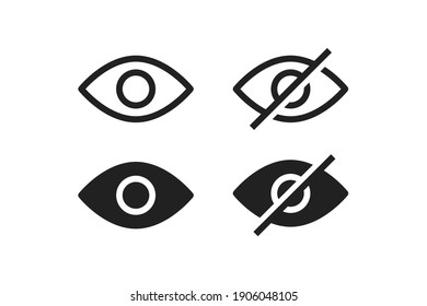 Eye icon set. View line concept symbol. Vision outline sign, look and see vector illustration in flat style.