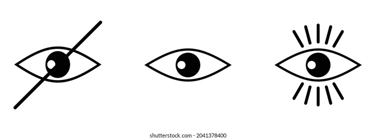 eye icon set, view icon set, view and eye symbol vector