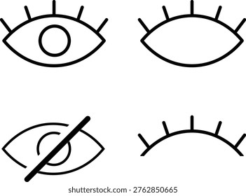 eye icon set. View and unview icons. visible invisible concept. See and unsee symbol. Show password. hidden password
