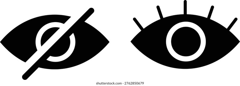 eye icon set. View and unview icons. visible invisible concept. See and unsee symbol. Show password. hidden password
