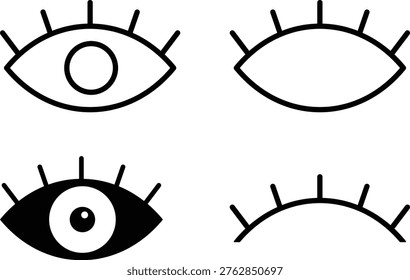 eye icon set. View and unview icons. visible invisible concept. See and unsee symbol. Show password. hidden password
