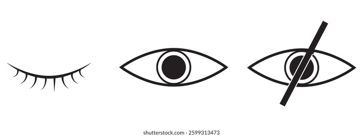 Eye icon set. Vision see and unsee symbol, Show password vector illustration. design 