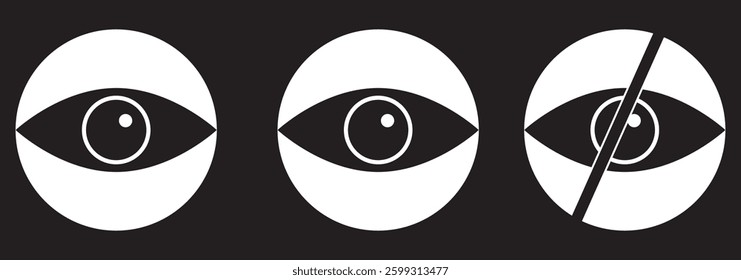Eye icon set. Vision see and unsee symbol, Show password vector illustration. design 