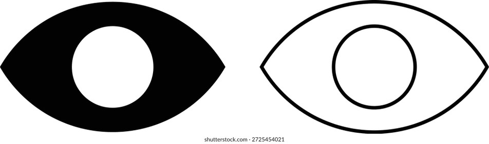 Augensymbolsatz. Visions- und Sehsymbole. Schild anzeigen. Optisches Design und Uhrendesign. 
Symbolsatz überwachen. Symbole im Augenblick. Sichtzeichen
