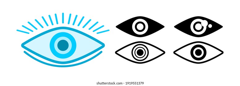 Augensymbol eingestellt. Augen- und Sehzeichen. Vektorgrafik. Einfaches Design