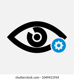 Eye icon with settings sign. Eye icon and customize, setup, manage, process symbol. Vector icon