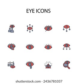 Eye icon set.vector.Editable stroke.linear style sign for use web design,logo.Symbol illustration.